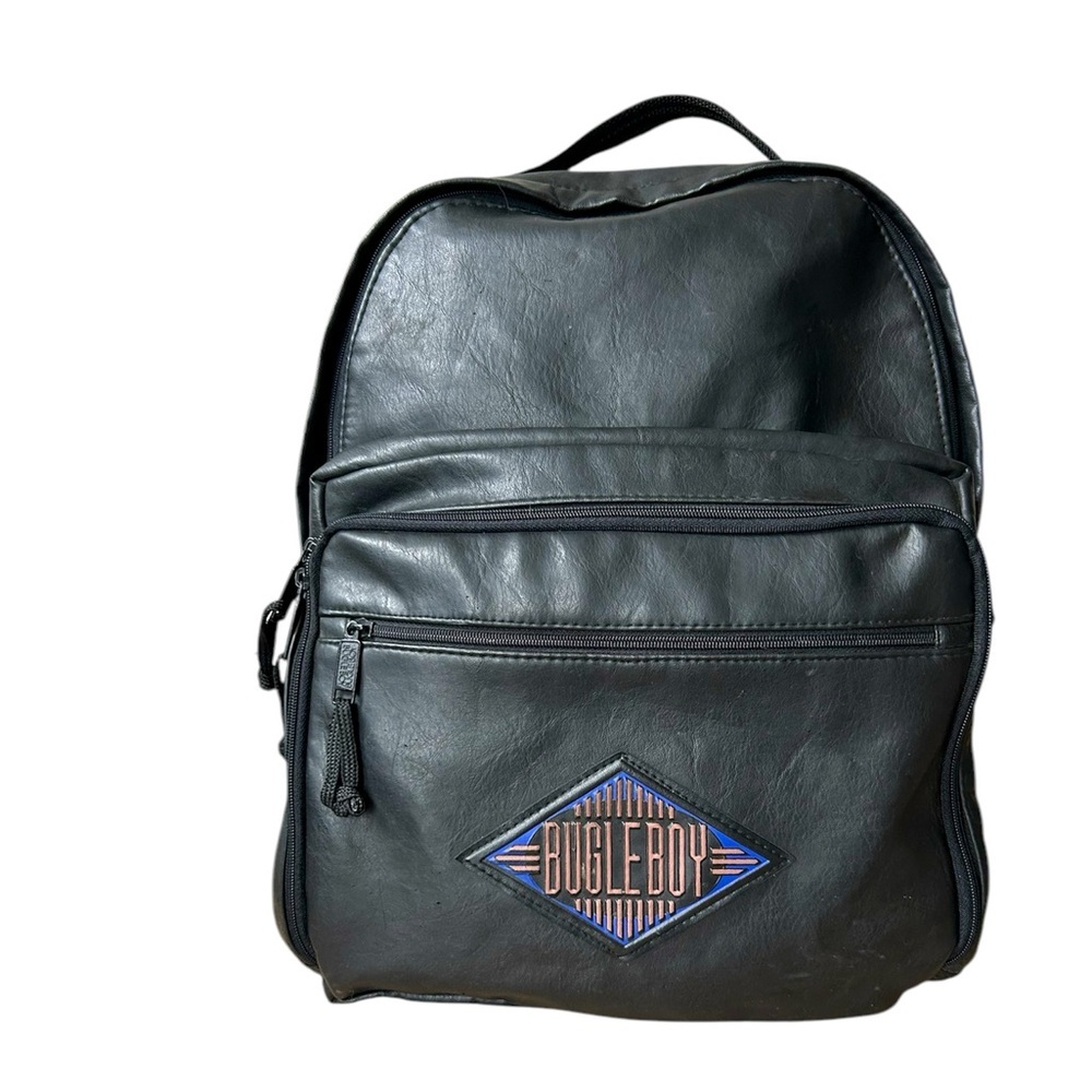 Bugle Boy black vintage vegan leather backpack good pre-owned condition